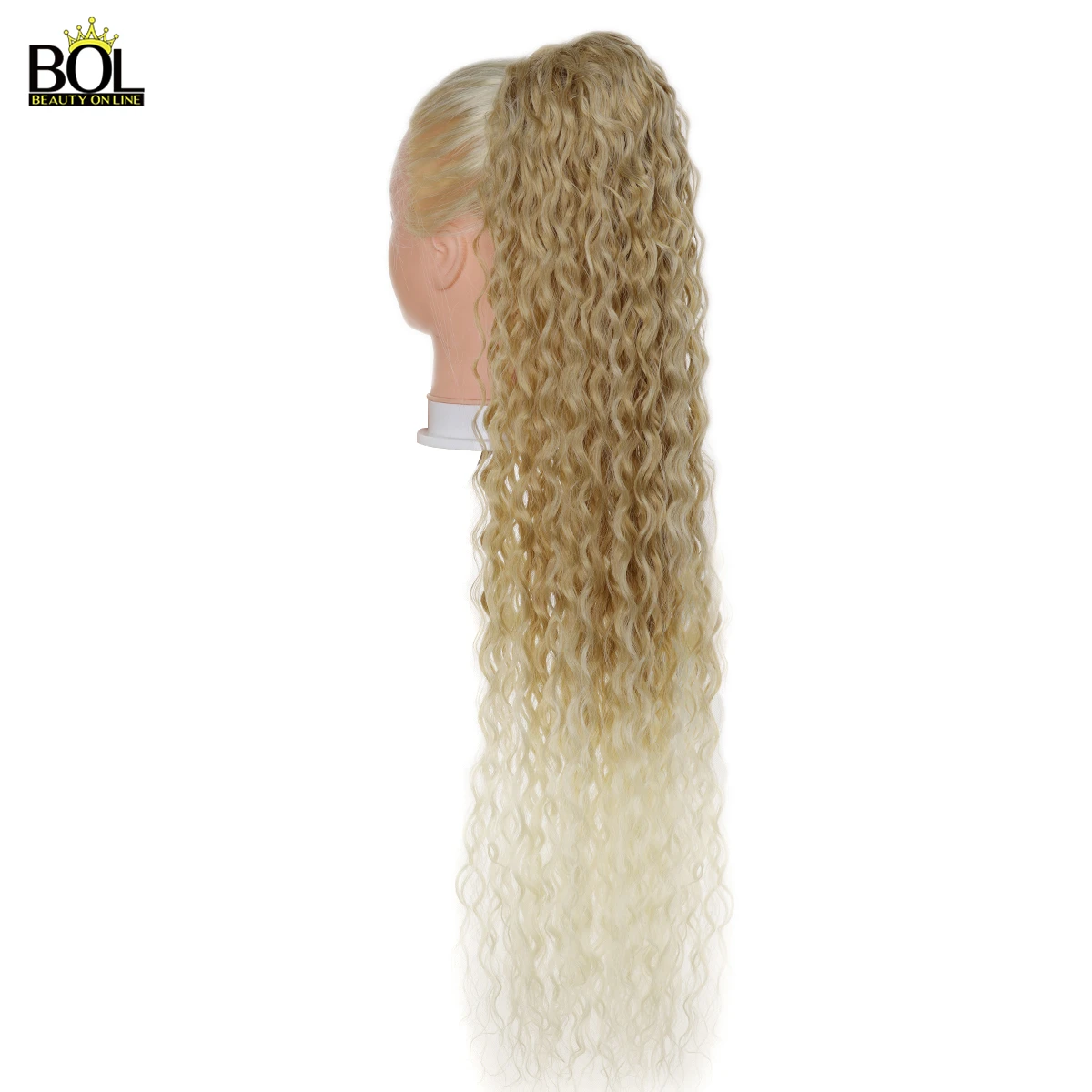 BOL 32Inch Long Kinky Curly Ponytail Hair Extensions Water Wave Curly Synthetic Drawstring Ponytail Soft and Natural for Women