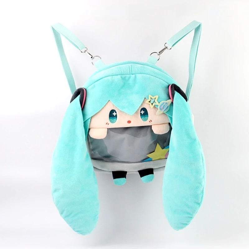 

Soft Hatsune Miku Plush Backpack Kawaii Anime Character Bag Itabag Adorable Cartoon Shoulder Bag for Fans Casual Use