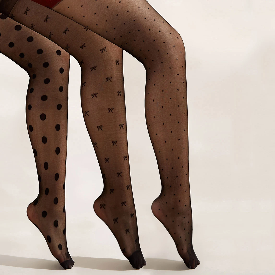 

3 Pairs/Lot Polka Dot Print Stocking Women Sexy Tights Seamless Pantyhose Nylon Female Ladies Silk Tights