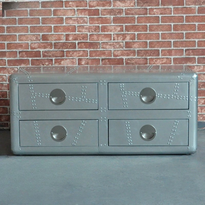Personalized four-bucket cabinet aluminum leather rivets retro and old decorative storage cabinet