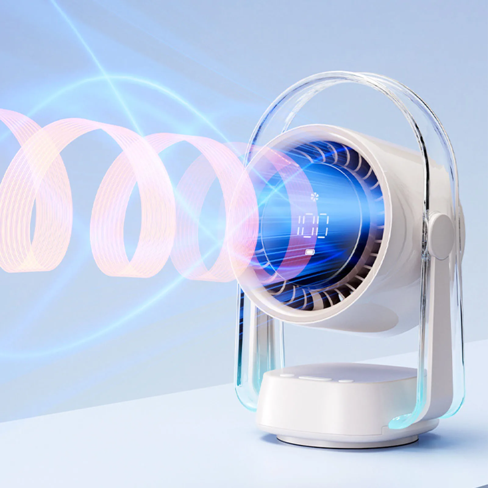 Настольный вентилятор Настольный осциллирующий вентилятор 100-скоростной тихий перезаряжаемый длительный срок службы батареи Высокоскоростной настольный вентилятор с циркуляцией воздуха для помещения