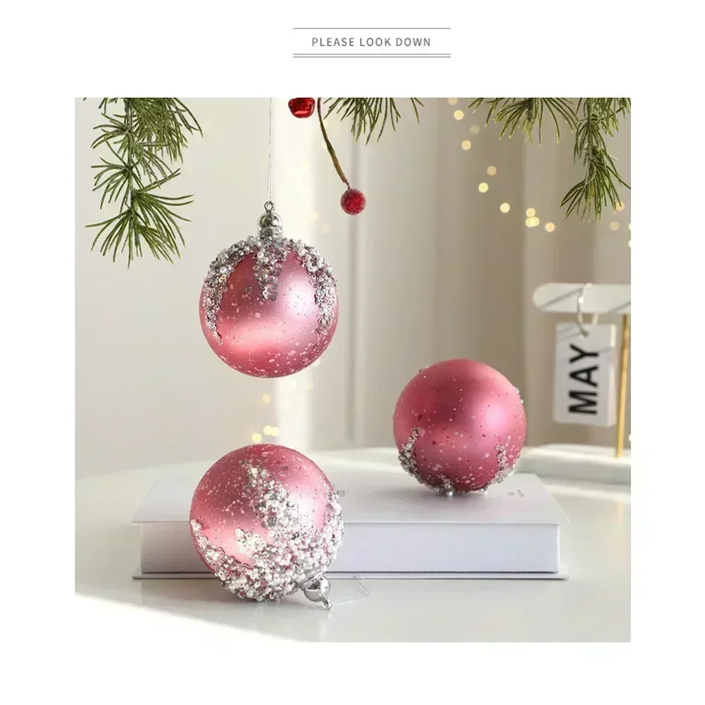 

Подвесные украшения для рождественской елки, пластиковые шары 8 см с узорами в европейском стиле для праздничного украшения в защитной коробке