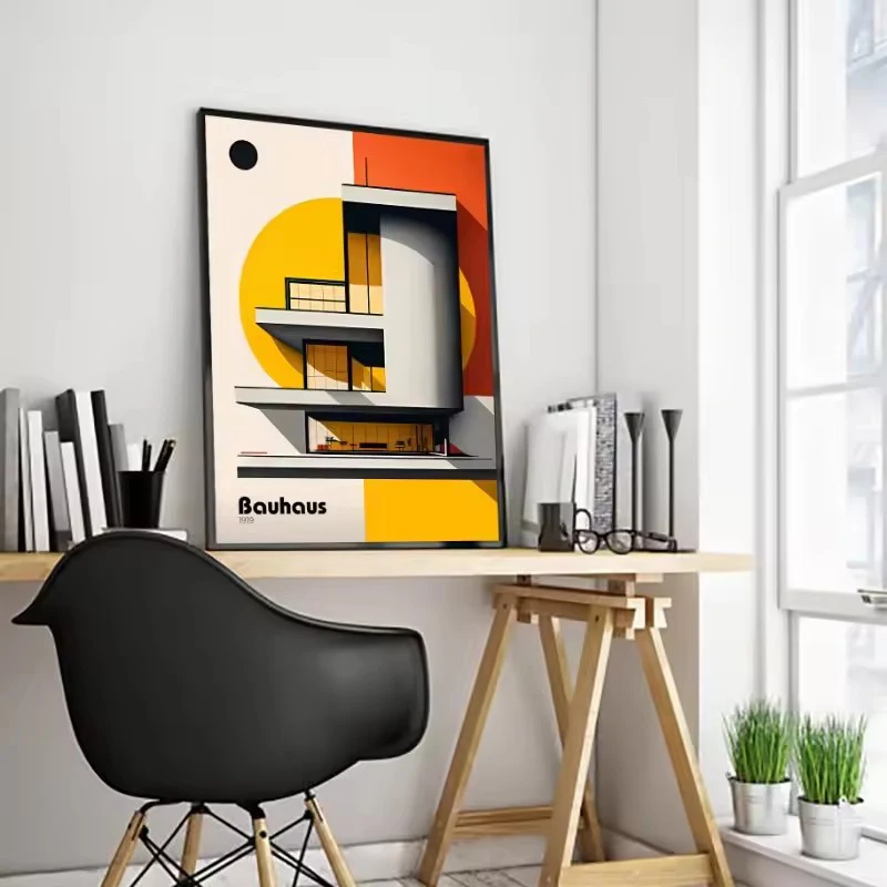 Minimalist Fallingwater House Bauhaus Classic Architecture Abstract Poster Canvas Painting Wall Art Pictures Living Home Decor