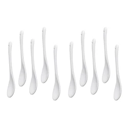 10PCS White Porcelain Egg Spoons Ceramic Spoons Coffee Spoon Dessert Spoon Mocha Dip Serving Spoon