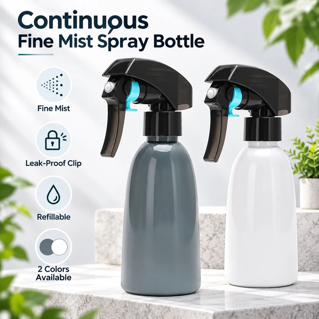 Continuous Spray Bottle with Ball Bearings, Hair Care Makeup Water Replenishing Spray, Separate Bottle Press Mist Spray Bottle