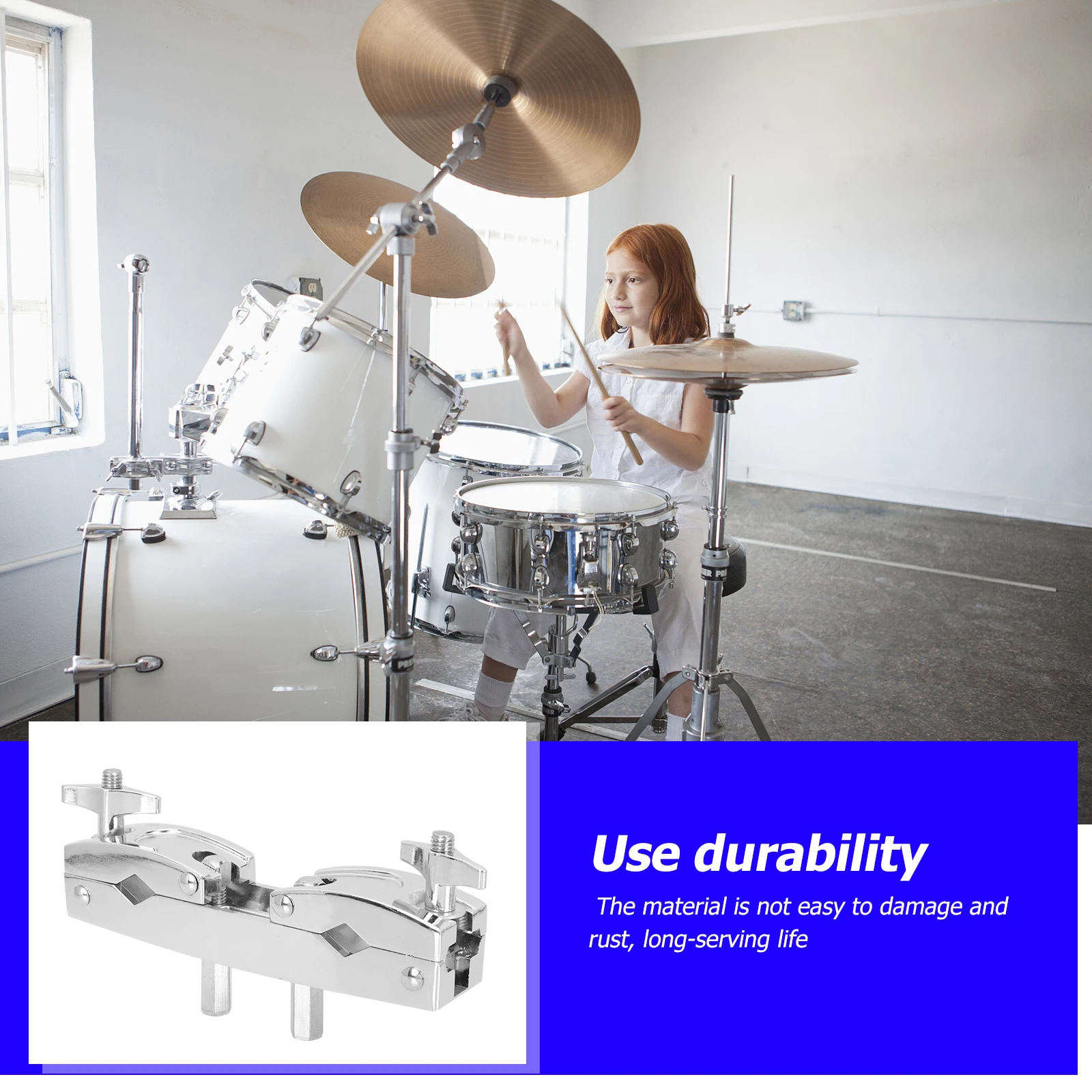 

Cowbell Clamp Mount Bracket for Drum Set Cymbal St Holder Durable Iron Craftsmanship Double Sided Connecting Practical