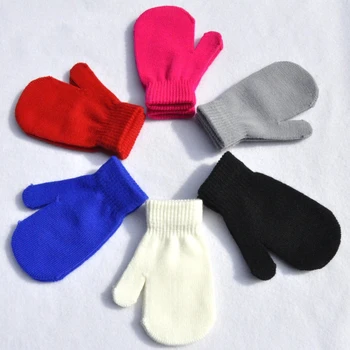 قفازات أطفال محبوكة أحادية اللون ، قفازات ، دافئة ، ملفوفة بالأصابع ، في الهواء الطلق ، ركوب الدراجات ، التزلج ، الأولاد ، البنات ، الطلاب ، الشتاء ، 5-11 عام ، جديدة