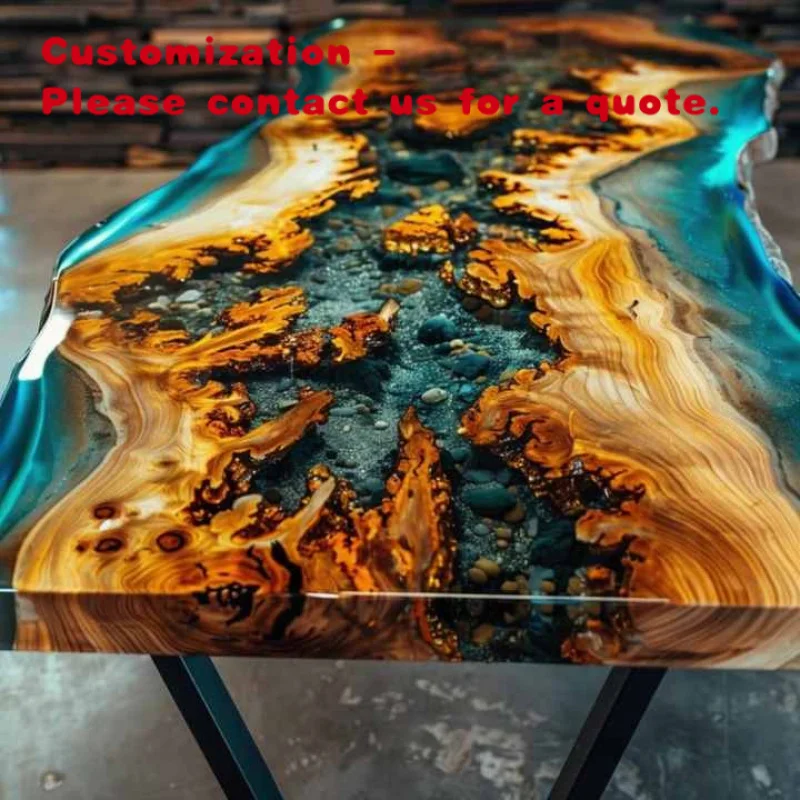 

custom.Epoxy Resin River Table Dining Room with Unique Wooden Grain and Resin High Quality