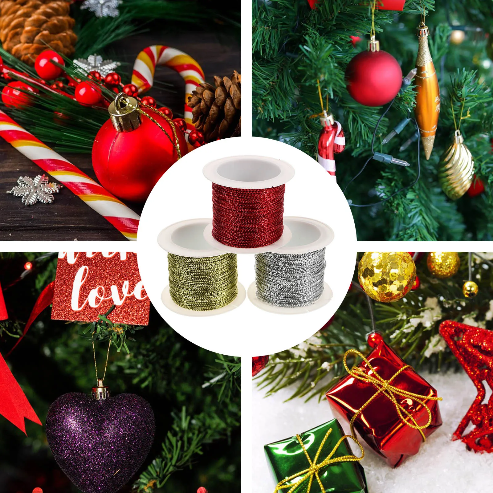 

3pcs 20M Tag Cords Glitter String Gift Packaging Decoration Garment Label Tie Jewelry Diy Craft Supplies Gold Silver Red