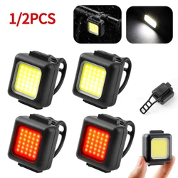 Faro trasero tipo C para ciclismo, luz LED COB impermeable de advertencia, 1/2 piezas, 130/80LM, 150mAh, recargable vía USB