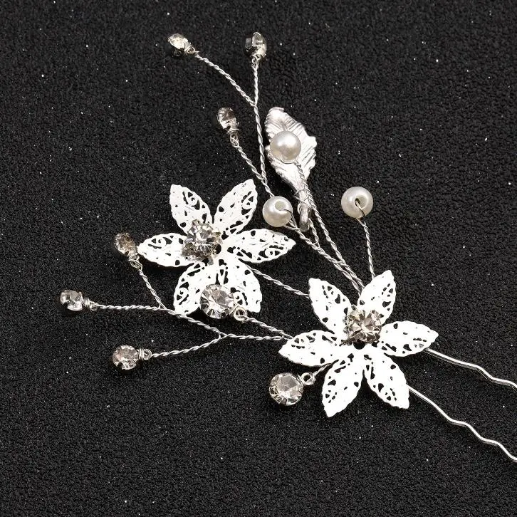 Flower Hairpins para Mulheres e Meninas, Pinos De Cabelo De Casamento, Acessórios De Jóias, Clipes De Cabelo Da Moda, Penteados De Noiva, 1PC