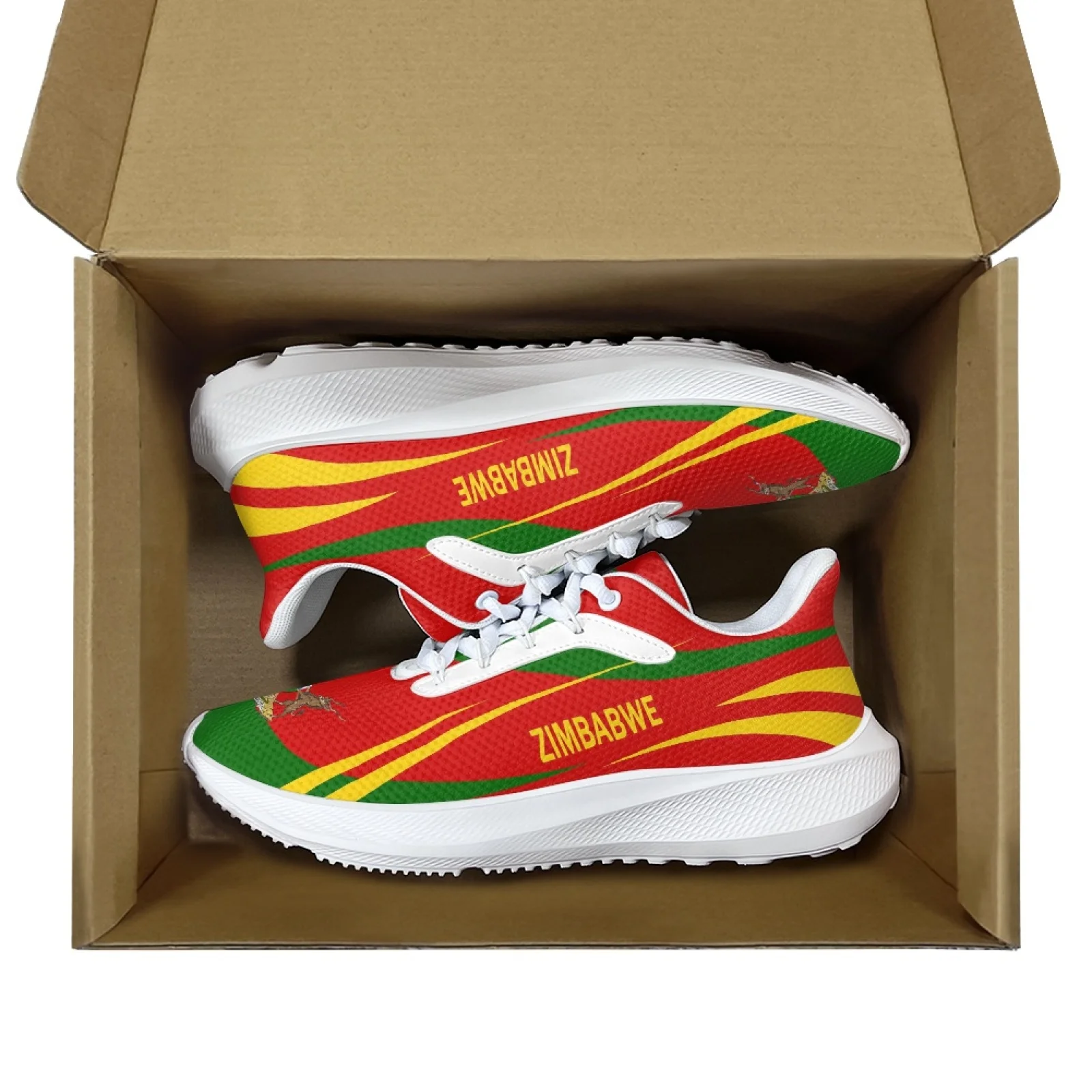 INSTANTARTS New Sneakers Zimbabwe Flag Women Lace Up Sneakers Lightweight Outdoor Running Shoes Unisex Shoes Zapatos Planos