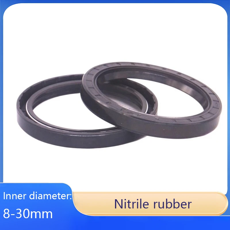

1pc TC/FB/TG4 Skeleton Oil Seal Inner Diameter 8-30mm Height: 5/7/8/10mm Nitrile Rubber Shaft Double-Lip Seal Gasket