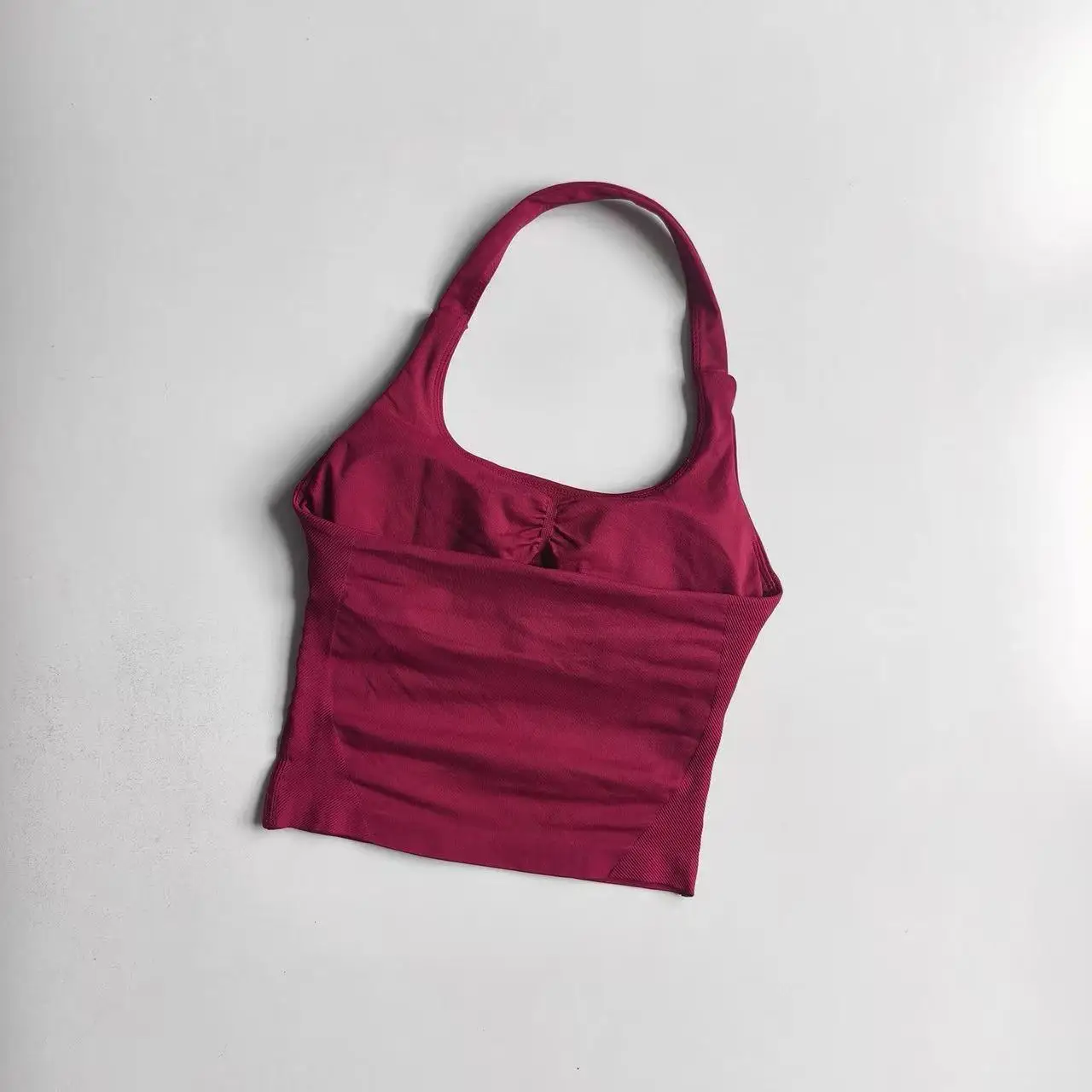 Damen Fitness Neckholder-Tanktop Schnelltrocknend & Atmungsaktiv Langer Yoga-Stil Hochintensiv Rückenfrei mit Eingebautem Gepolstertem BH – Detail 10