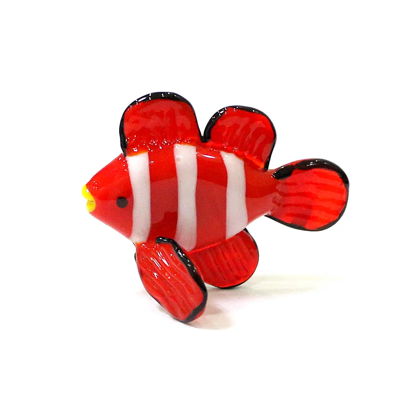 Murano Glas Clown Vis Kleine Standbeeld Ornament Leuke Clownfish Miniatuur Beeldje Aquarium Zee Dier Thuis Woonkamer Tafel Decor