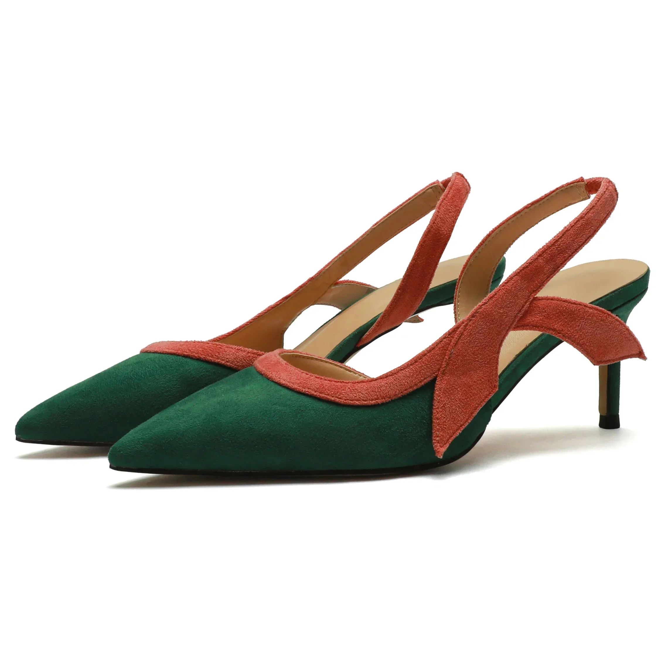 【قياس طول قدميك قبل الطلب】 حذاء نسائي من جلد الغزال بكعب عالٍ بكعب ستيليتو من الخلف بمقدمة مدببة حذاء مثير للحفلات الراقصة 53-CHC-33