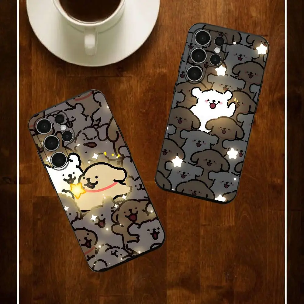 Glow Line Puppy Phone Case For Samsung S24 25 23 22 21 20 Plus Ultra 5G Lite Shockproof Cover