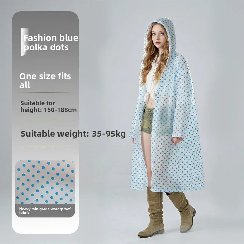 Adult Long One Piece Raincoat Thick Transparent Polka Dot Printed Poncho Reusable Fashion Waterproof Rain Cape for Outdoor Use view 3