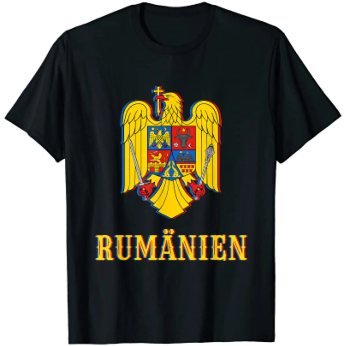 

Romania Flag Coat of Arms Loop Romanian Men T-Shirt Short Sleeve Casual Cotton Boys T-Shirts