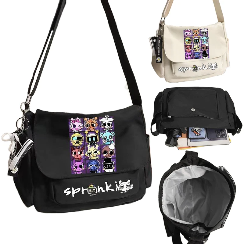 

Sprunki Shoulder Bag for Women Man Portable Messenger Bags Students Large Capacity Shoulder Schoolbag Girls Casual Handbags