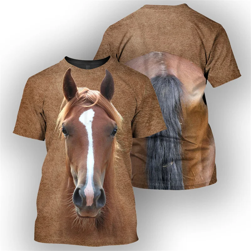Fashion Sheep Bull Donkey Horse T-shirt Men Cool Animal 3d Animal Alpaca Print Short Sleeves Summer Street T Shirt Kids Clothes