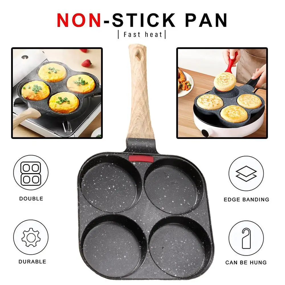 Panela Antiaderente para Fritar Ovos com 4 Cavidades, Mini Frigideira para Panquecas, Fabricante de Omeletes Japonês, Frigideira Resistente à Ferrugem para Cozinha em Casa