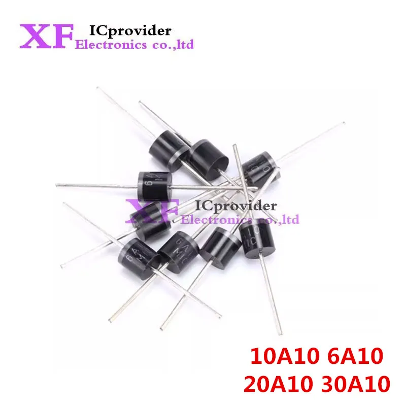 200Pcs 6A10 6A/1000V 10A10 20A10 10A20 30A10 rectifier diodes DIODE GEN PURP 1KV 6A R6 IC Best Quality  ICprovider