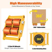 Heavy Duty Castors Transport Chassis,360° Rotation 6T  Armoured Castors,Chassis Wheels,Transport Roller, Transport Aid,Yellow