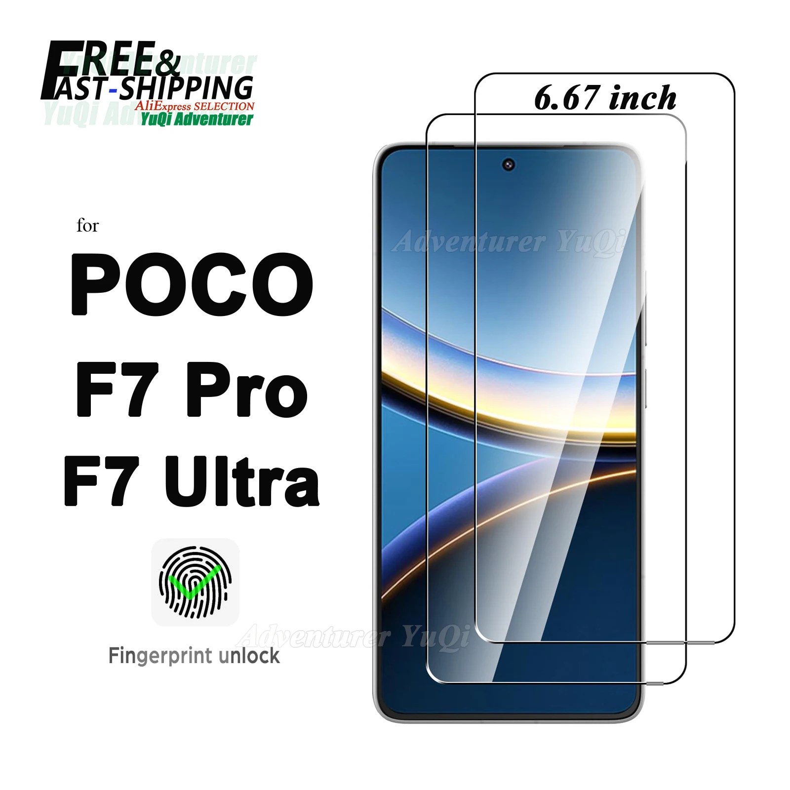 

Screen Protector For POCO F7 Pro Ultra 6.67 inch Tempered Glass NOT Full Cover HD Crystal 9H Anti Scratch Case Friendly