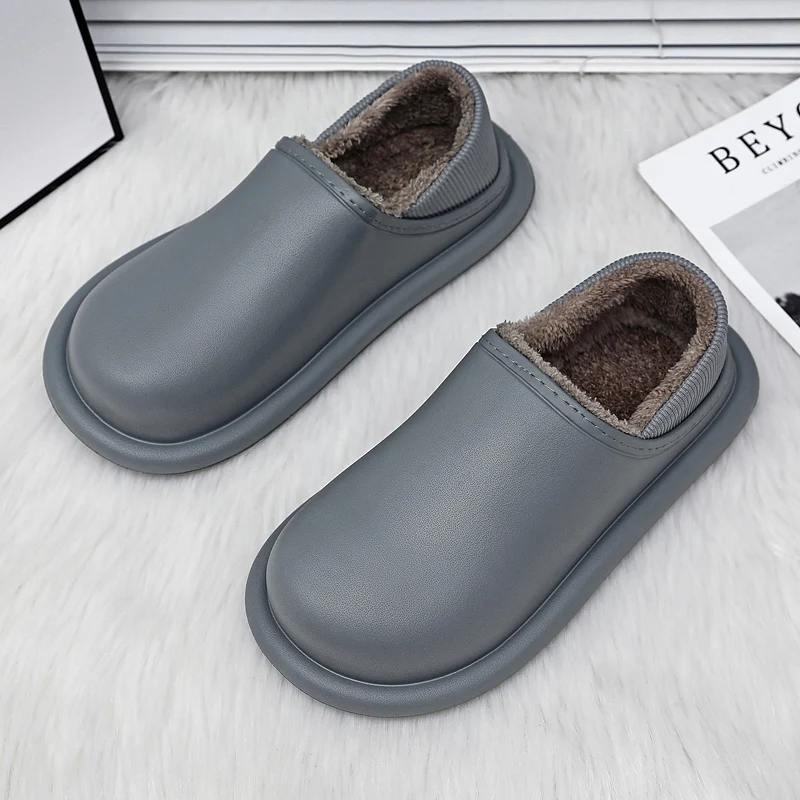 Eva Slippers For Home Man Plus Cotton Winter Keep Warm Slip-on Young Fashion Trendy All-match Waterproof Male Winter Casual Shoe