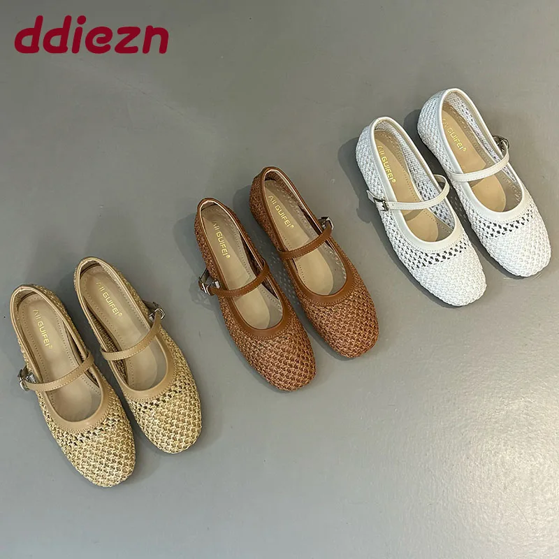 

Female Hollow Footwear Mary Janes Flats Shoes For Women Buckle Strap Fashion Shallow Ladies Flats With Shoes