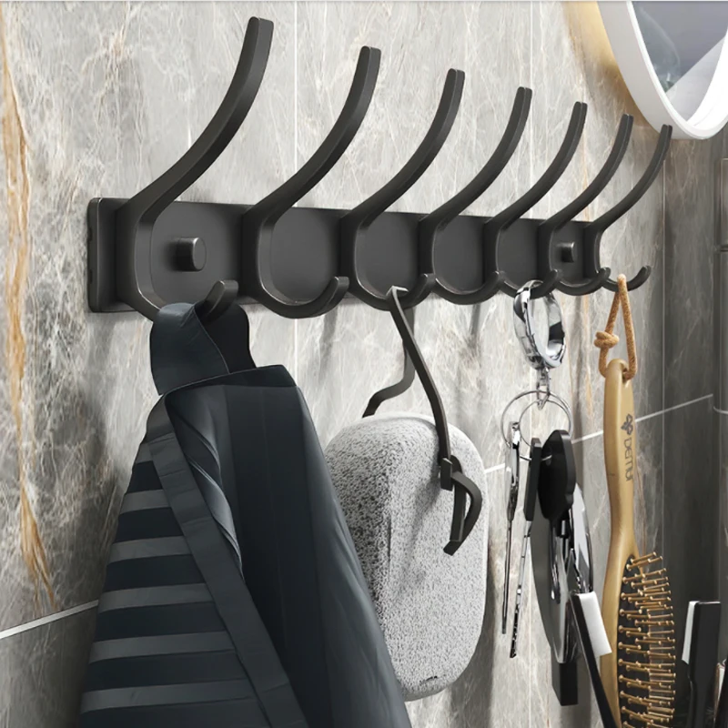Household Wall Coat Rack Black Hooks For Hangging Clothes Towel Hanger Bathroom Robe Hook Heavy Duty Kitchen Accessories