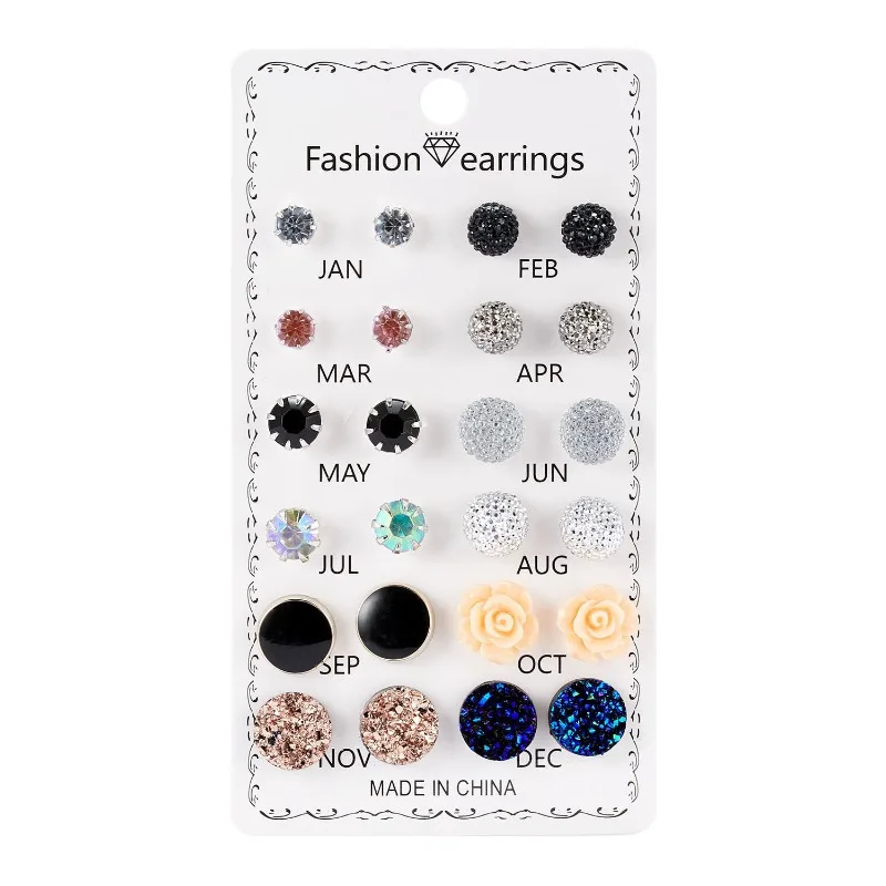 Faux Pearl Stud Earrings Set 12 Pairs Women's Earrings Korean Fashion Simple Tassel Earrings for Girls Women Ear Ring