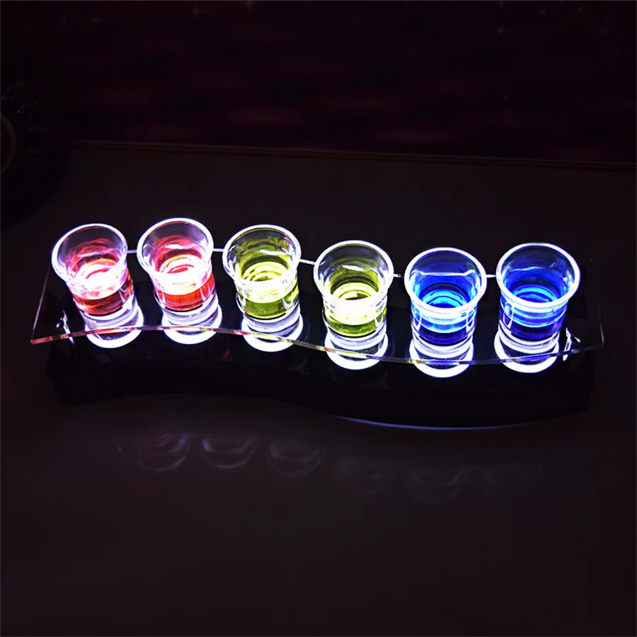 Imagem -03 - Suporte de Vidro de Vinho Led Acrílico Recarregável Copo Cocktail Glass Led Shot Cup Holder Light up Servindo Bandeja para Bar Ktv Nightclub