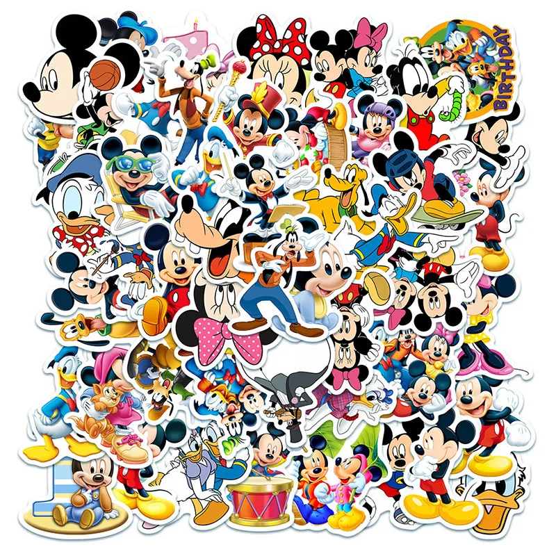 

50PCS KAWAii Mickey Mouse DIY Stickers Phone Trunk Refrigerator Waterproof Anime Stickers Anime Figure Image Toys Sticker Gift