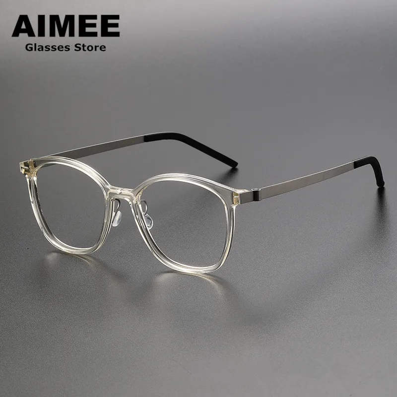 Denmark Brand Titanium Ultralight Glasses Frame Men Women Square Screwless Eyeglasses Fashion Blue Light Spectacles Frames 1851