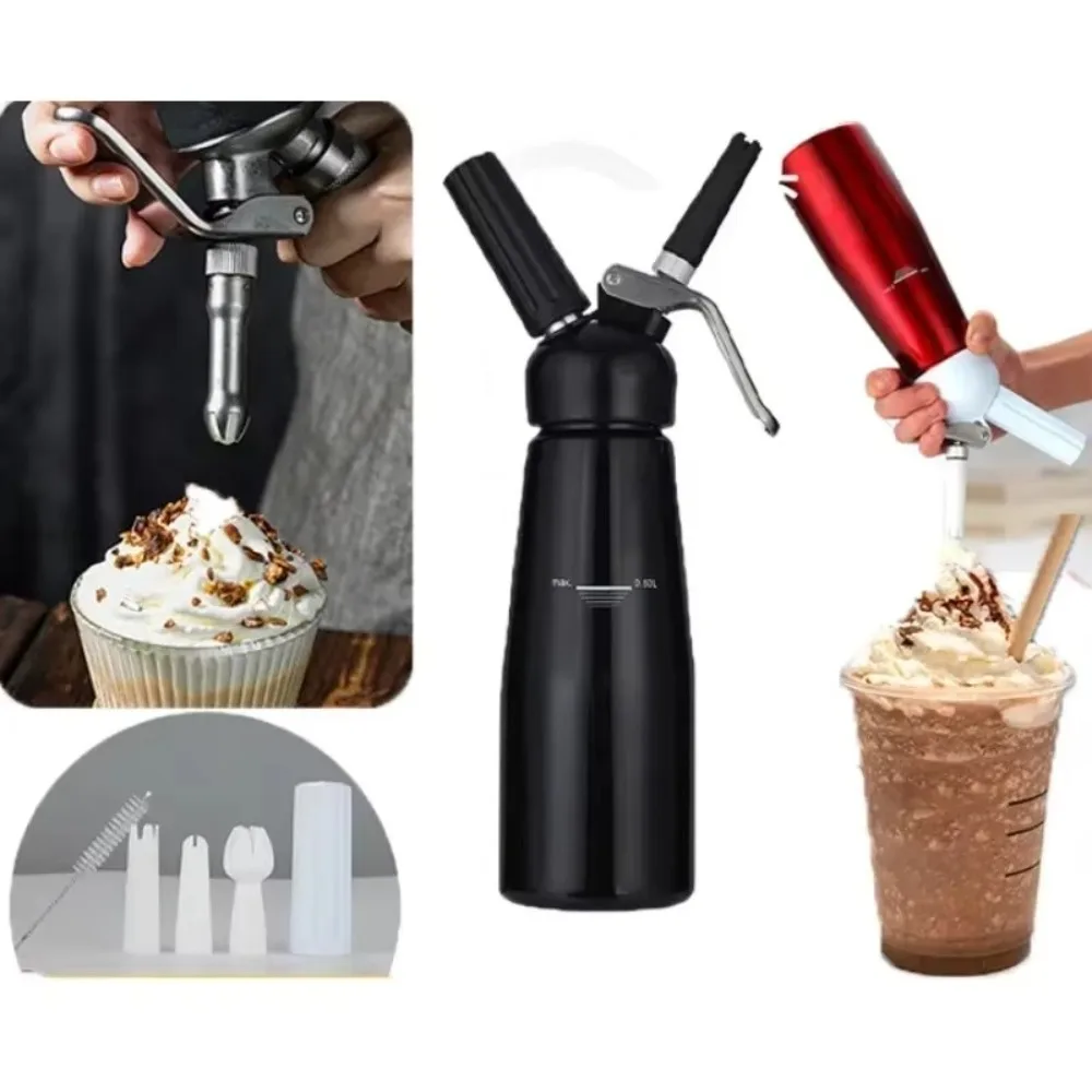 

Professional 500ml Cream Whipper with 3 Nozzles Aluminum Whipped Cream Dispenser Butter Dispenser Baking Decoration Tool