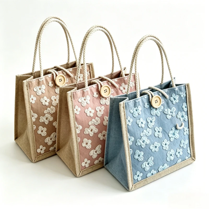 

2026 New Trendy Floral Handbag for Women, Simple and Stylish Commuter Tote Bag, Large Capacity Lunch Bag for Work, Lightweight and Durable for Outings, Versatile for Shopping, Fresh and Artistic, High Aesthetic Value, Practical Women's Bag