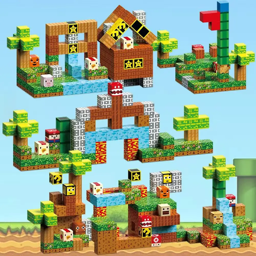 كتل البناء المغناطيسية الجسيمات العشوائية لعبة مكعبات البناء المغناطيسية ذاتية الصنع