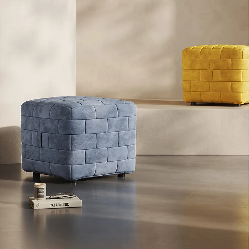 

Italian Minimalist Full Frosted Leather Leisure Chair ple Low Shoe Changing Stool for Bedroom Cloakroom Outdoor Living Room