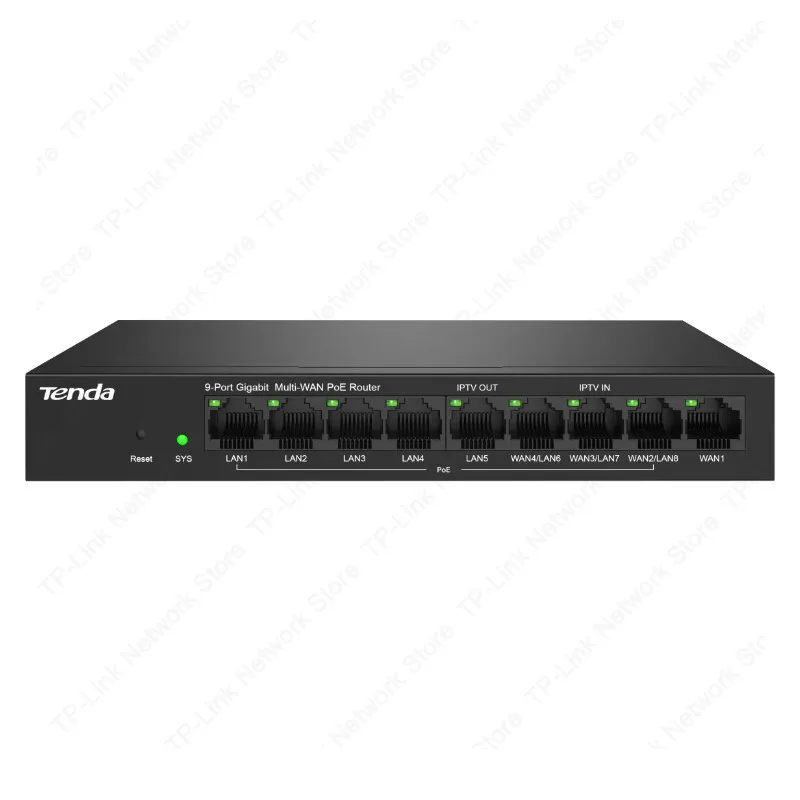 Tenda 9 Port Gibabit Multi Wan POE Router 4XWan 8port POE Switch AP Controller Pppoe Server English Web Manager App G0-8G