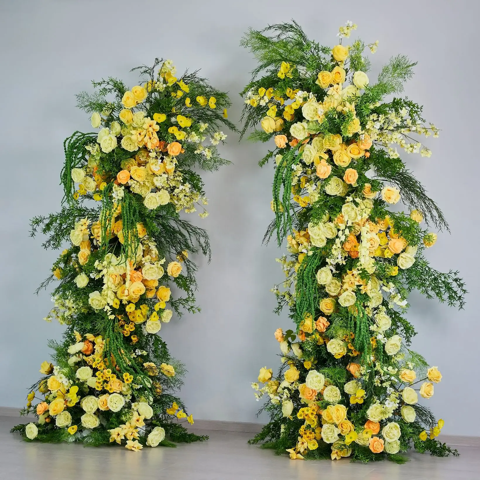 

M-1007 Whole Factory Wedding Arch Horn With Artificial Flower Backdrop For Wedding Decoration