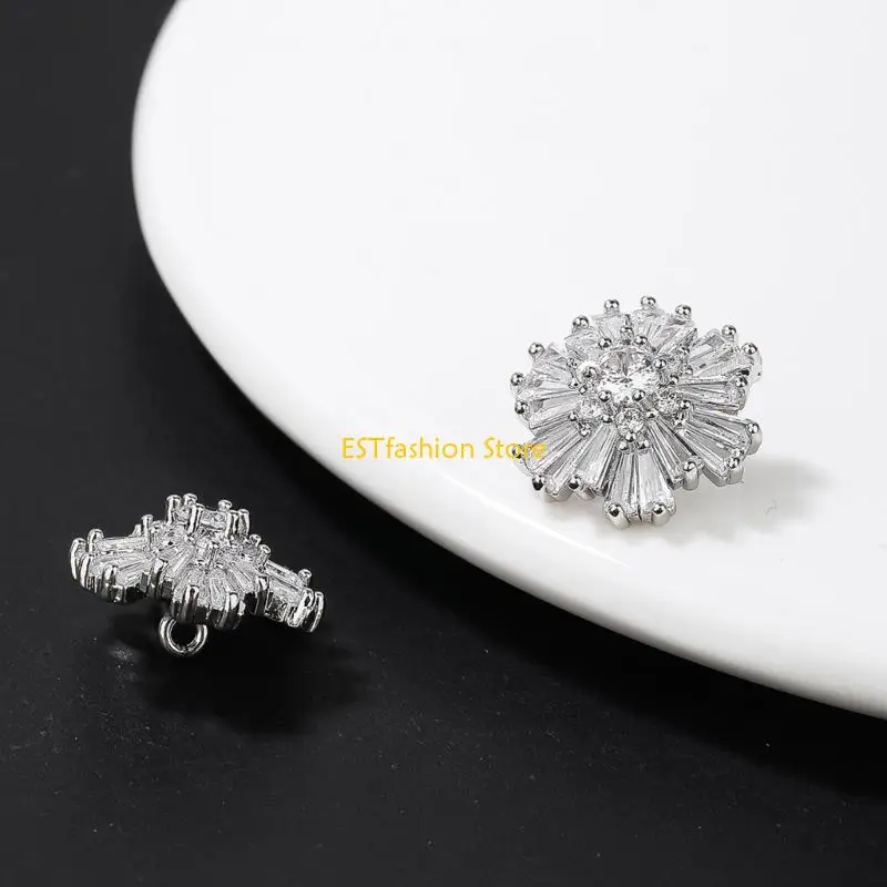 Y5GC 2 unids/set botones diamantes imitación flores Metal, botones cosidos para camisa, accesorios DIY, hechos