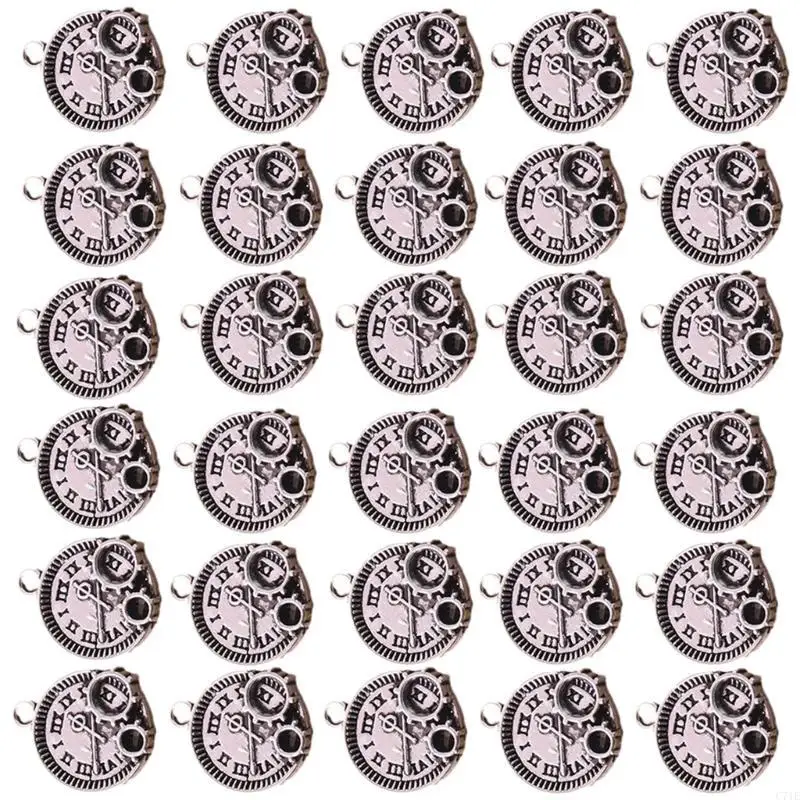 

Упаковка из 30 старинных серебряных подвесок для карманных часов, уникальные подвески для часов из цинкового сплава для изделий