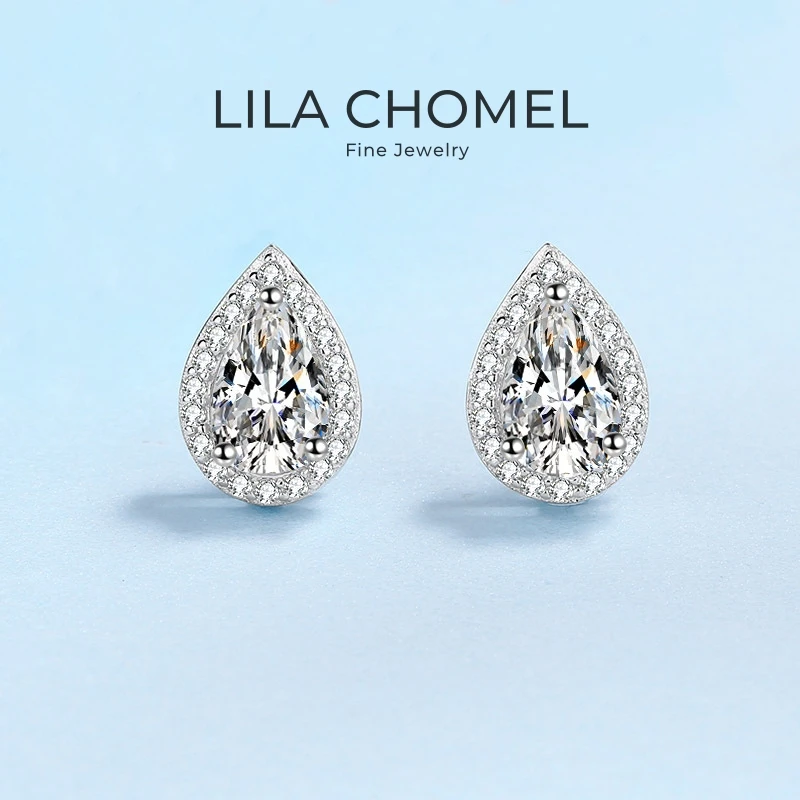 

Daughter Birthday Gift PT950 Platinum Earplug Stud Earrings Women Valentine's Day 1/2CT Moissanite Diamond Girl Wedding Jewelry