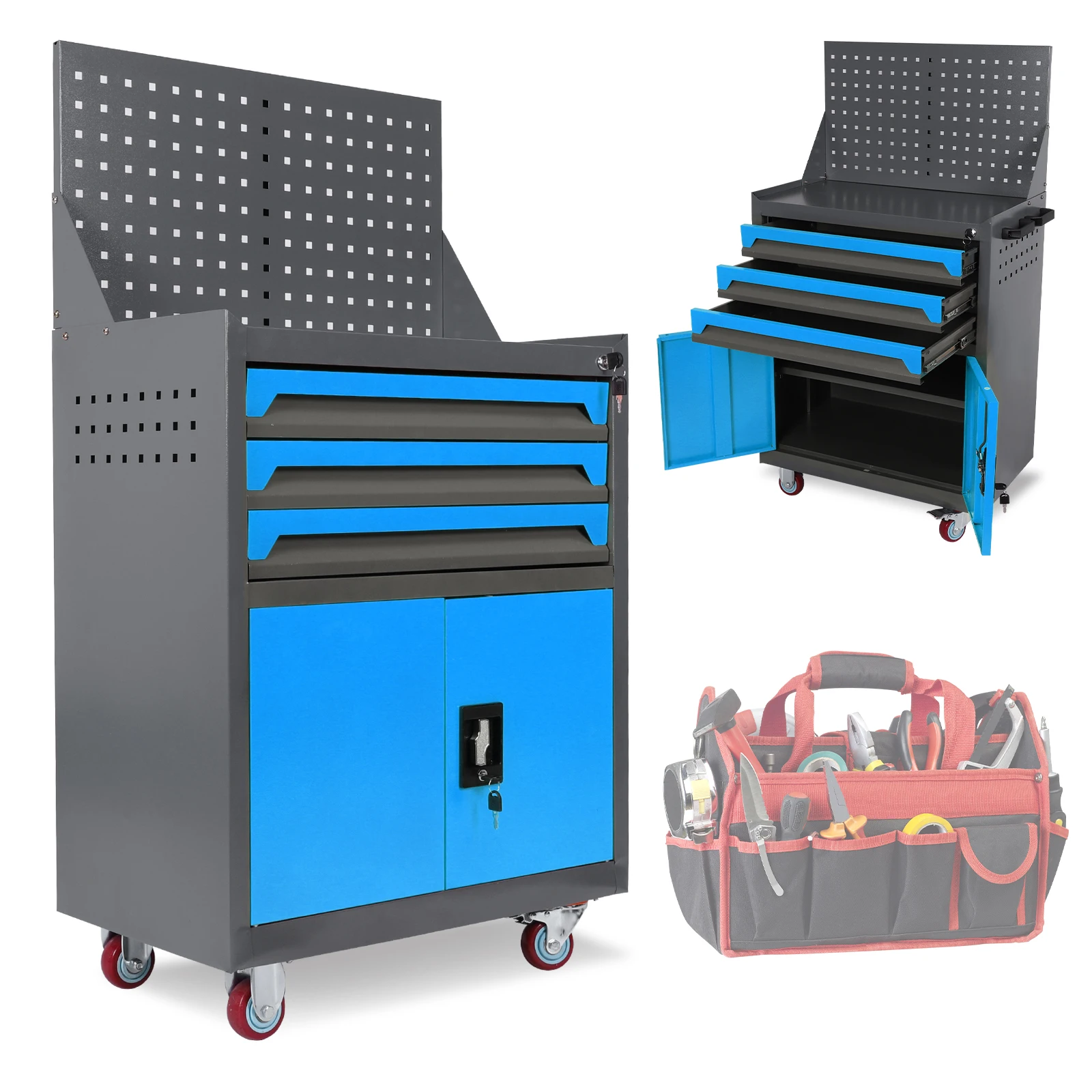 

Tool Box Organizer with Drawers Tool Storage Cabinet for Workshop Warehouse Garage