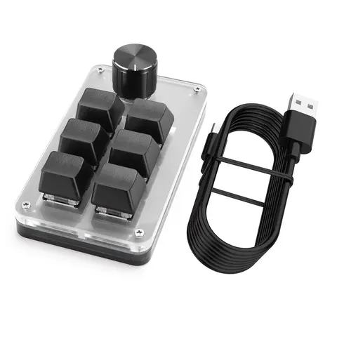 6 Key 1 Knob Programming Macro  Knob Keyboard Hotswap RGB Copy Paste Mini Button Mechanical Macropad for Macbook PC Laptop