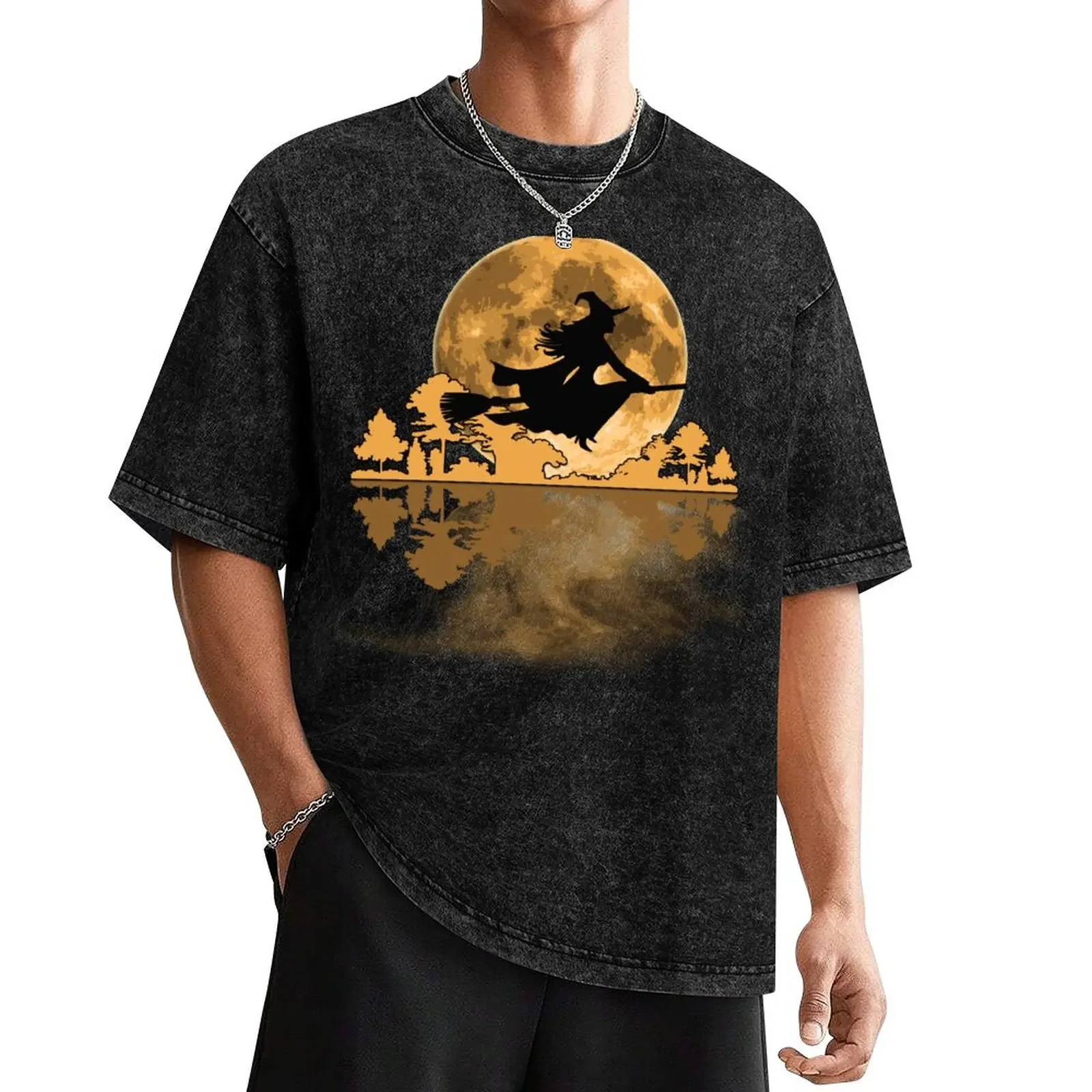 

Witch Moon T-Shirt cute tops customs design your own blue archive anime stuff workout shirts for men