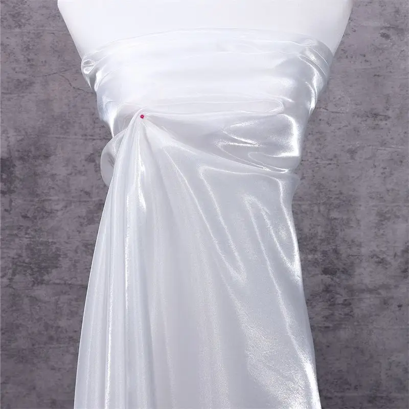 Liquid Organza Fabric By Meters for Needlework Dress Children's Clothing Stage Costume Diy Sewing Shiny Glossy Smooth Cloth Pink view 3