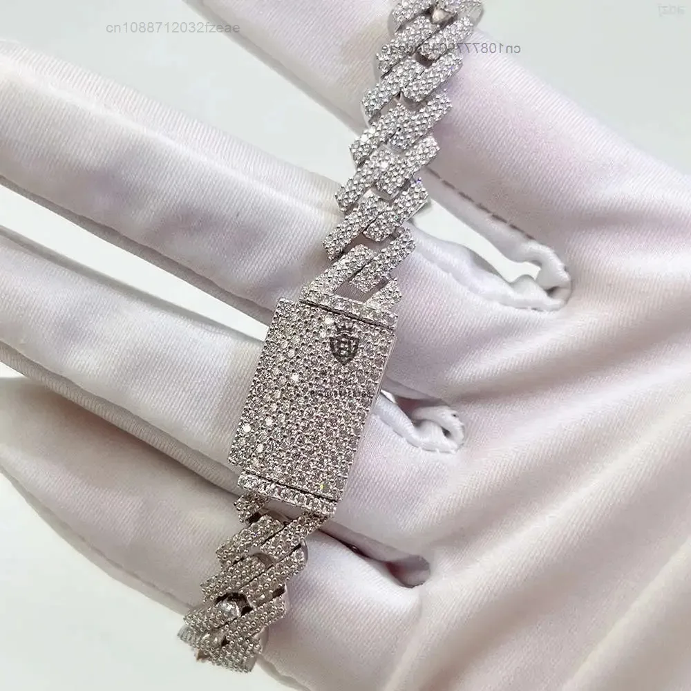 

Wholesale Iced Out Jewelry Gra Certificate 7inch 8inch Hip Hop Mens Moissanite 10mm Silver Cuban Bracelet